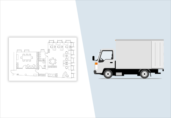 イラスト：間取り図とトラック